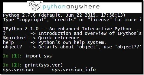 Python Interpreter from PythonAnyWhere.com to Execute Python Online