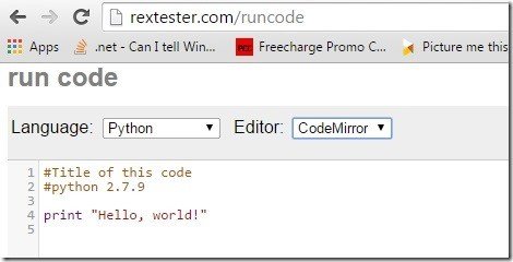 Python Interpreter from RexTester.com to Execute Python Online